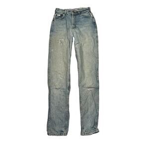 Lee VTG 80s Distressed Ultra High Waisted Tapered Mom Jeans FLAW Stone Wash 5